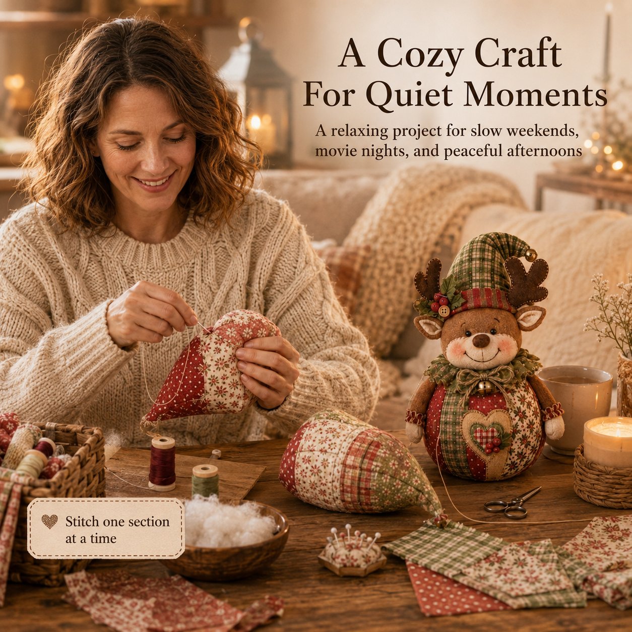 🎄 DIY Patchwork Fabric Doll Kit – Create Your Own Handmade Christmas Character