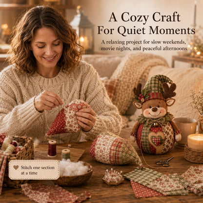 🎄 DIY Patchwork Fabric Doll Kit – Create Your Own Handmade Christmas Character