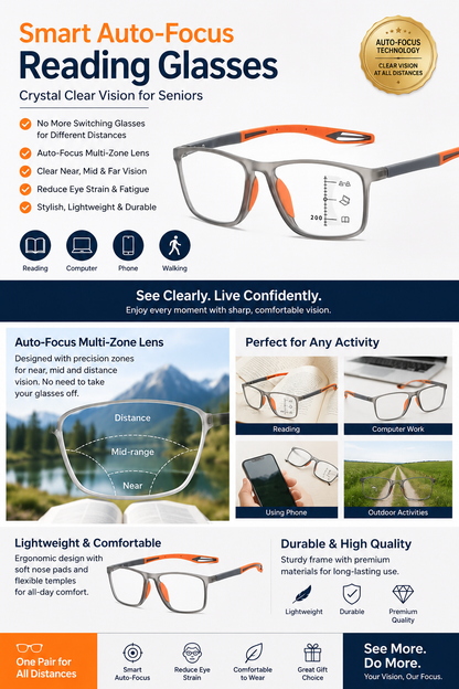 Multifocal Glasses🔥Get Crystal Clear Vision From Phone to Far Away-No More Squinting!