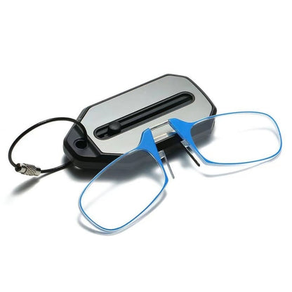 Retractable Nose-Clip Reading Glasses Keychain