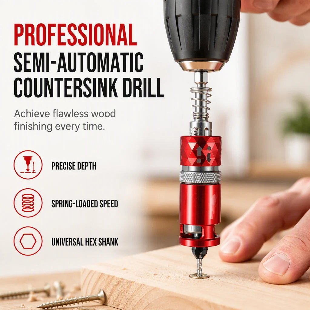 🎉🔧 2026 Sale — Over 3200 Sold! ⚙️ Semi-Automatic Countersink Drill Bits Set