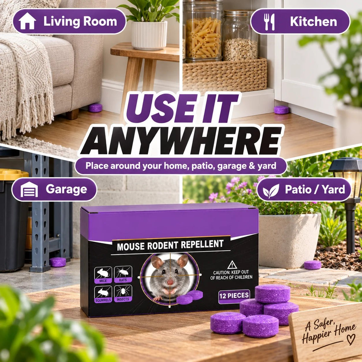 Natural Plant-Based Rodent Repellent Balls (12 Pack) 🌿