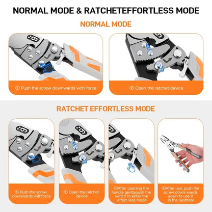 🔧55-Steel Self-Locking Anti-Skid Ratchet Pliers, Heavy-Duty Wire Cutters & Holding Tool