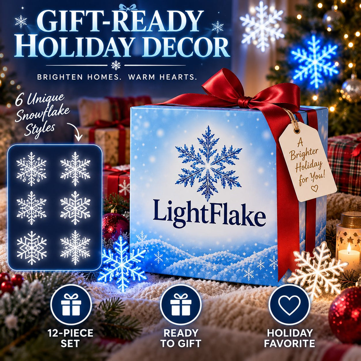 LED Snowflake Wall Set