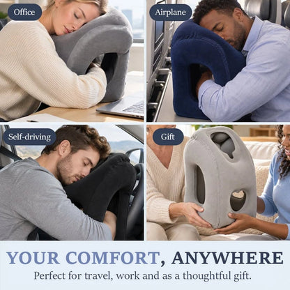 Inflatable Travel Comfort Pillow ✈️ – Lightweight Foldable Neck, Face & Arm Support