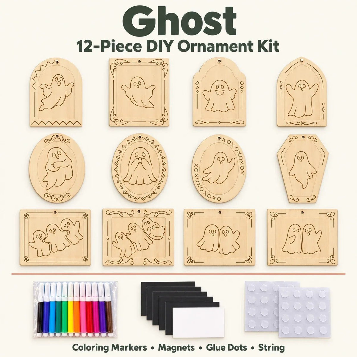 🎨🎄Color Your Own Holiday Ornament Kit — 12 Markers Included