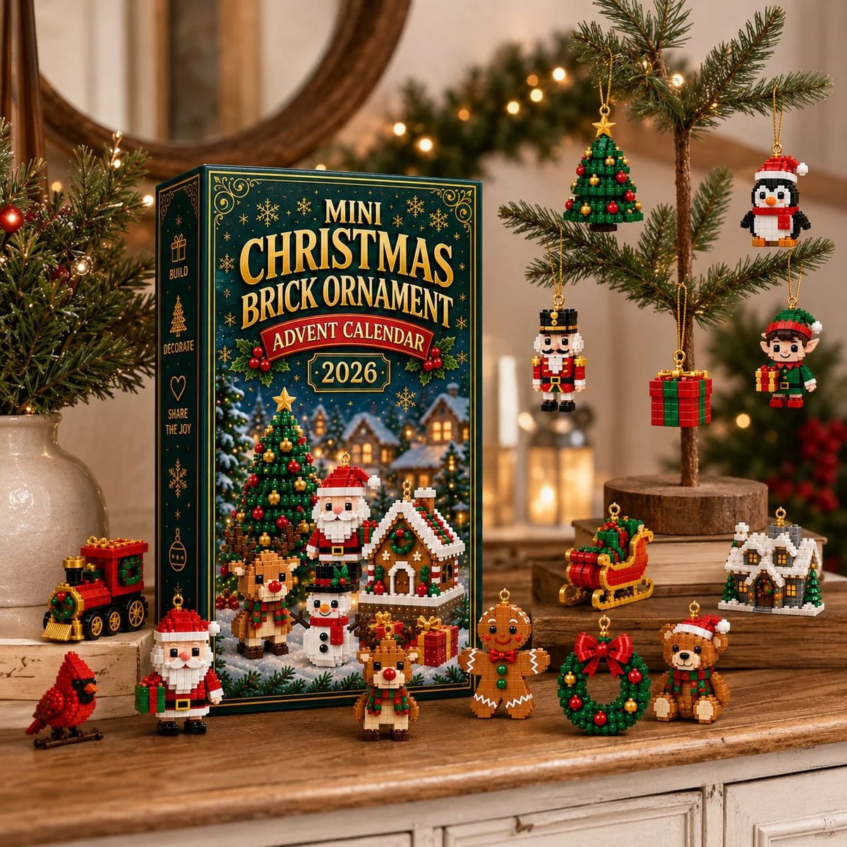 ⏳ Last day to save 49% – 🎄 24-Day Mini Christmas Ornament Advent Calendar | buildable designs with hanging loops 🧱