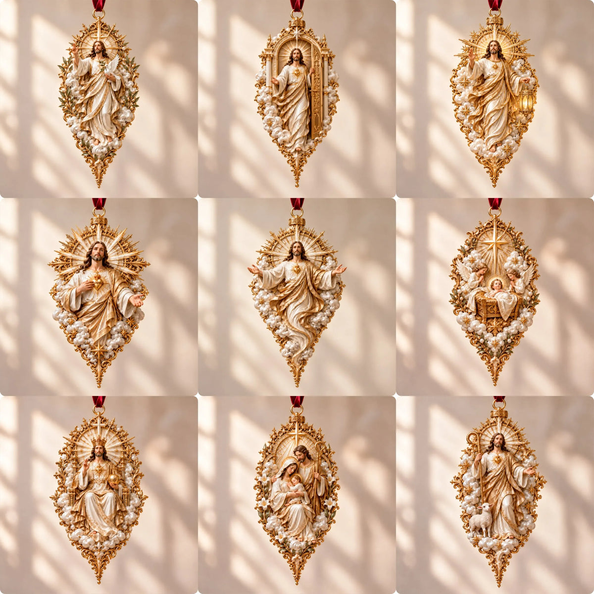 ✝️ Sacred Christmas Ornament Collection | 9 Faith-Inspired Designs with Sculptural Detail for Trees & Meaningful Gifts 🎄
