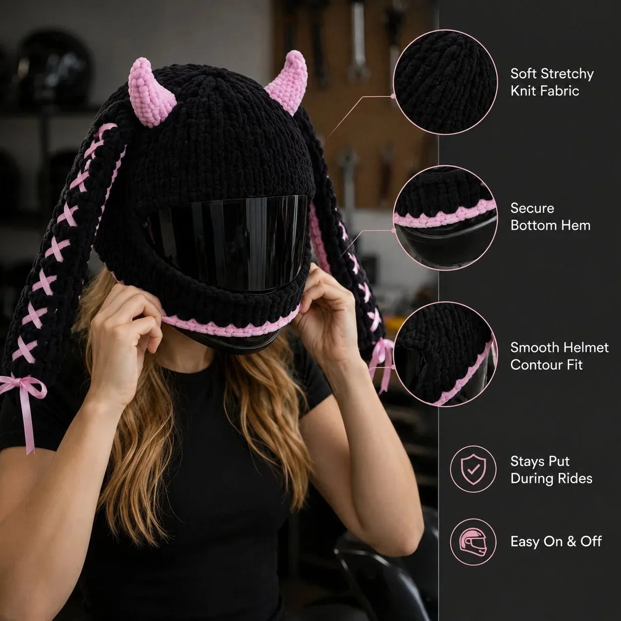 🏍Handmade Helmet Cover |Cute Knit Helmet Topper forMotorcycle & Bike Helmets