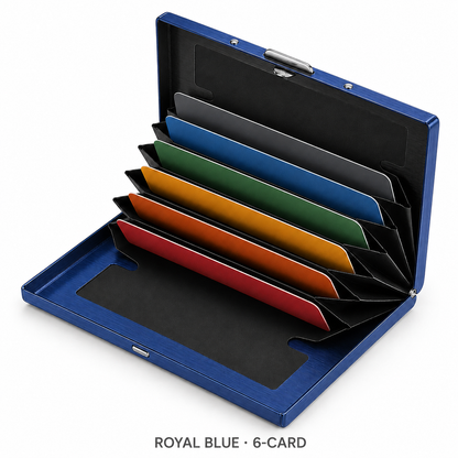 RFID Blocking Stainless Steel Card Wallet – Slim Pop-Up Accordion Card Holder with Cash Slot