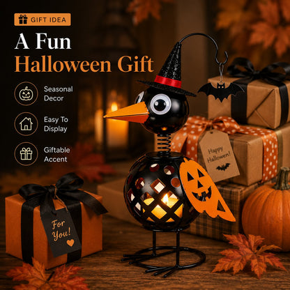 Whimsical Halloween Pumpkin Crow