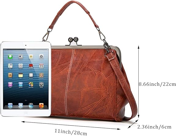 💼2026 New Elegant Waterproof Women’s Leather Kiss-Lock Tote Handbag