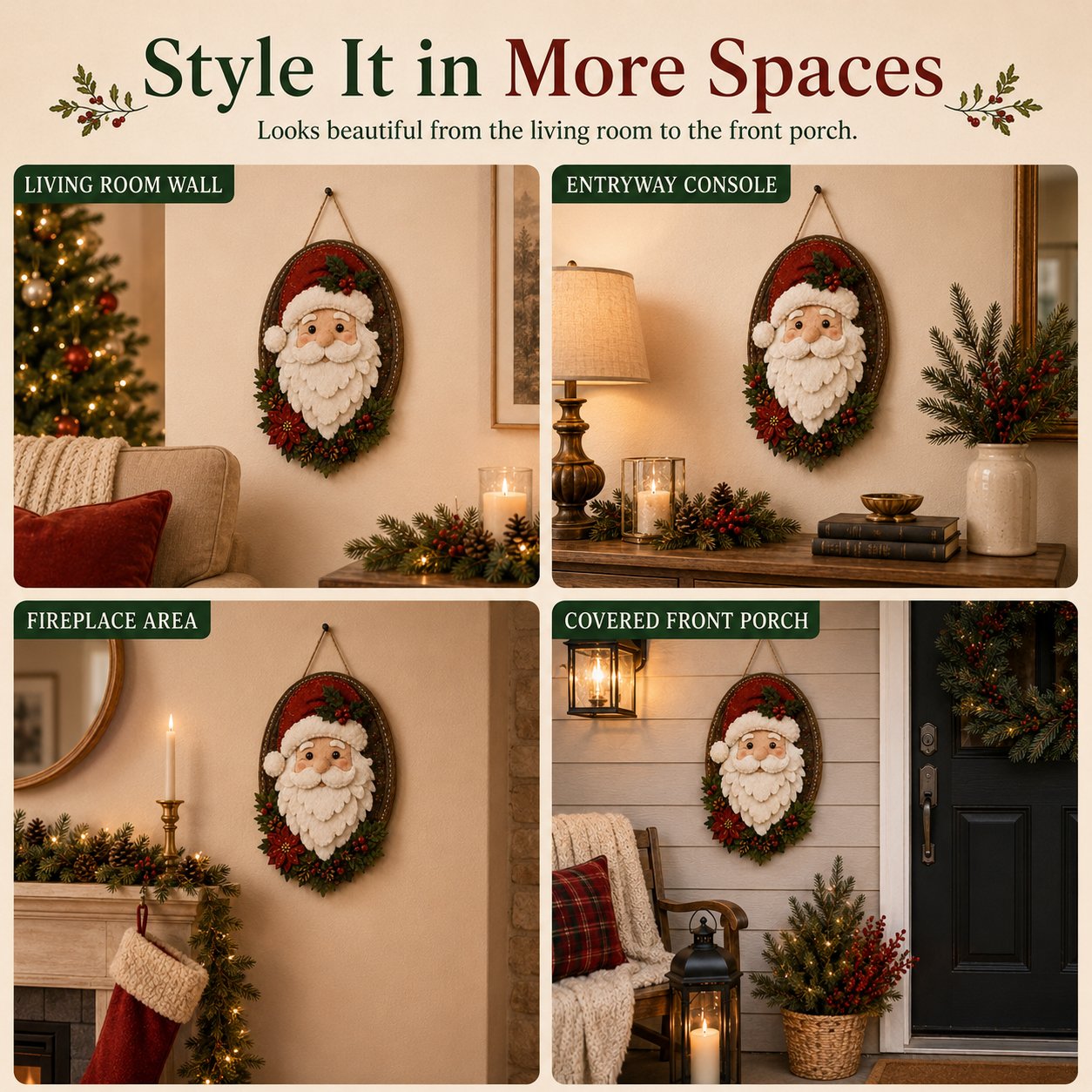 ⏳ Last Day 49% OFF – 🎅 Beginner-Friendly 52-Piece DIY Layered Felt Santa Wall Decor Kit | Complete Kit with All Tools & Step-by-Step Guide Included 💕