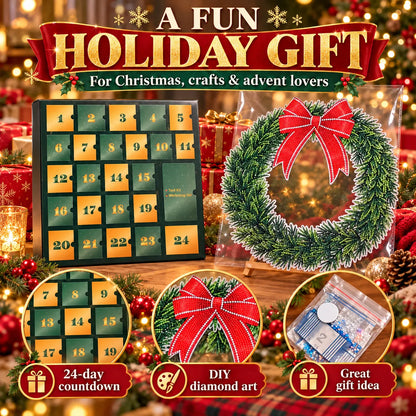 💎🎄 Beginner-Friendly 24-Day Diamond Art Wreath Advent Calendar – Craft Your Christmas Countdown