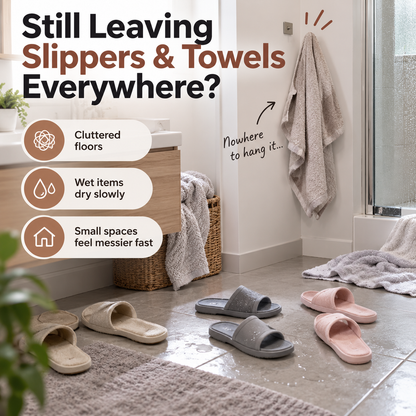 🏠 Adjustable Wall-Mounted Slipper & Towel Storage Rack
