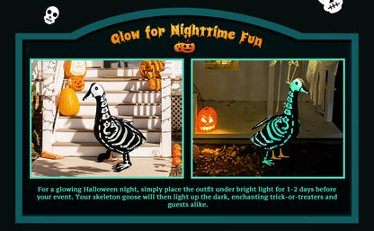 🎃Halloween Porch Goose Outfits Skeleton Costume for 23''💀