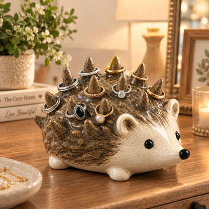 🦔 Cute Resin Hedgehog Ring & Trinket Holder – Adorable Jewelry Organizer & Charming Gift 💍🎁
