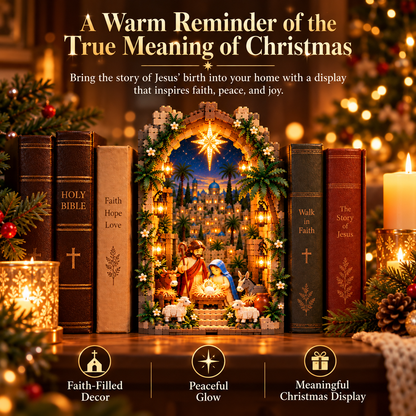 🌟📚 Bethlehem Nativity Book Nook – Lighted Christmas Faith Display