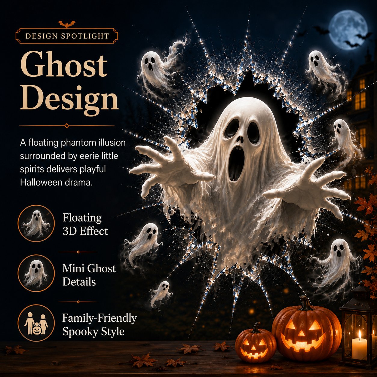 🎃 2026 Halloween Window Decals – 3D Crack Glass Spooky Decorations for a Haunted Halloween Scene