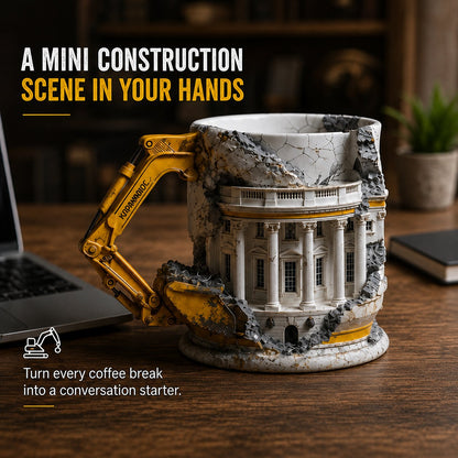 White House Excavator Mug – 3D Construction Coffee Cup