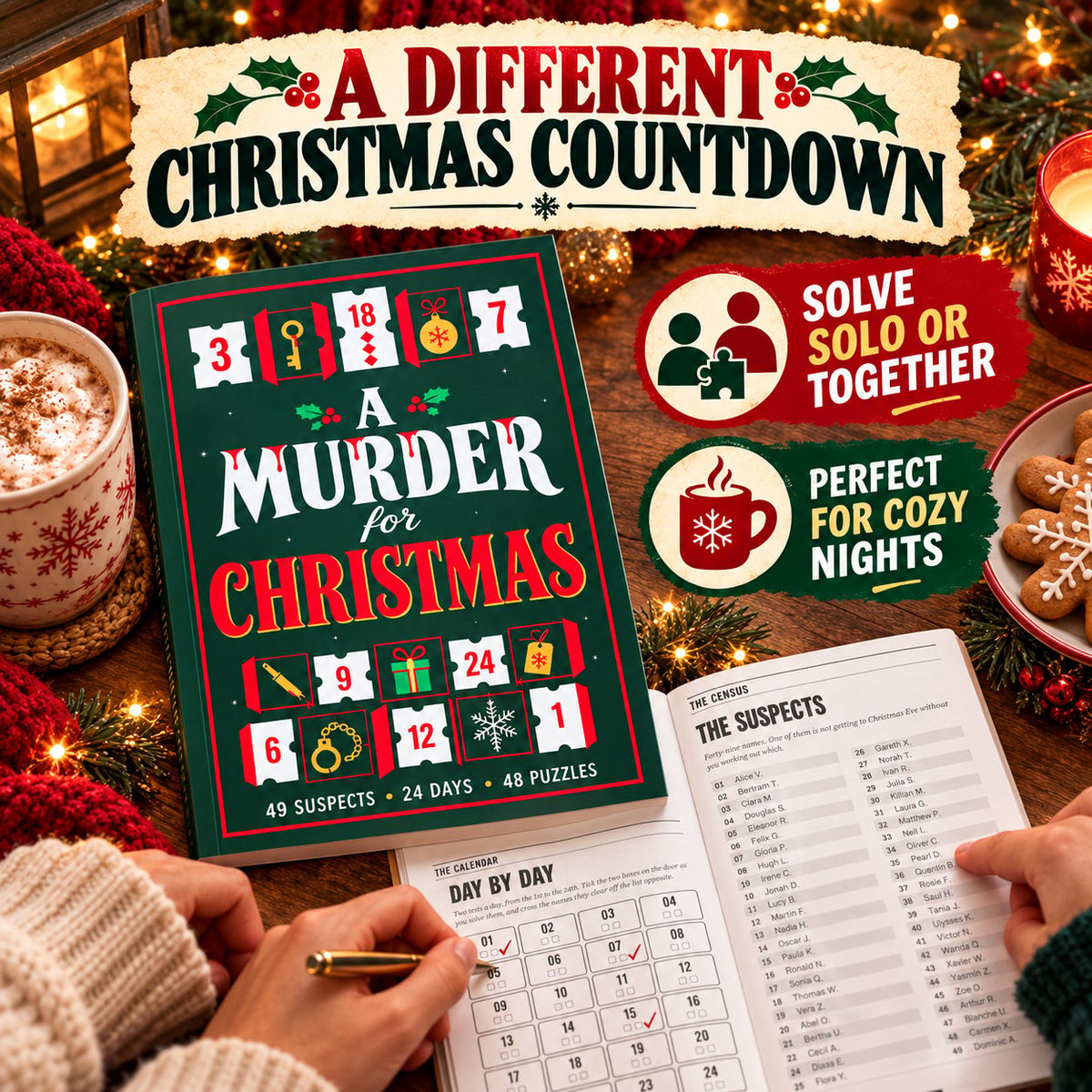 🎄🔍 Christmas Murder Mystery Book — 24 Days to Solve the Crime!