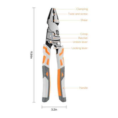 🔧55-Steel Self-Locking Anti-Skid Ratchet Pliers, Heavy-Duty Wire Cutters & Holding Tool