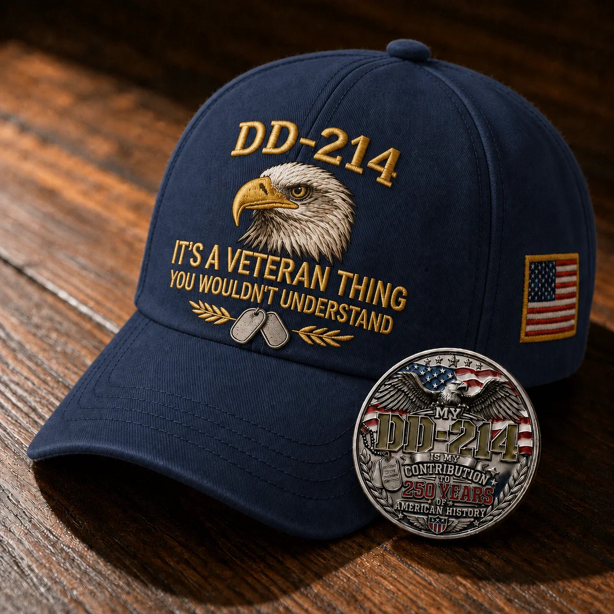 DD-214 Veteran 3D Embroidered Cap - “IT'S A VETERAN THING YOU WOULDN'T UNDERSTAND”🎁 Free Honor Coin With Every Cap Purchase