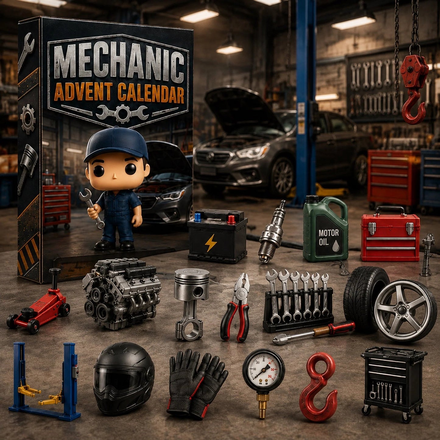 Mechanic Advent Calendar 2026 - 24-Day Festive Countdown, Acrylic Charms Blind Box