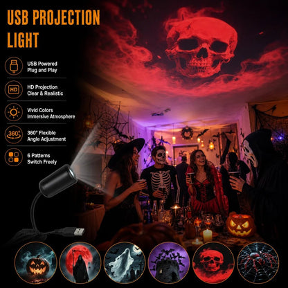 🎃 Plug-&-Play HD Halloween Projector – 6-Disc Spooky Projection Set