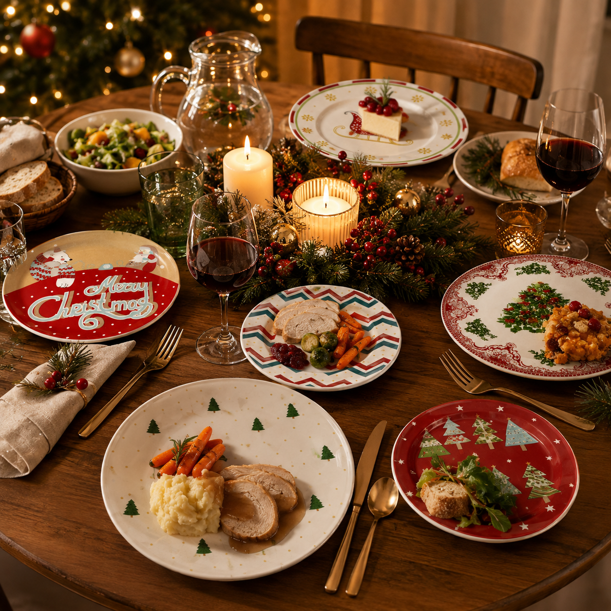 🎄Merry & Bright Christmas Plate Collection🎁🍽️ – Festive Holiday Serving Plates