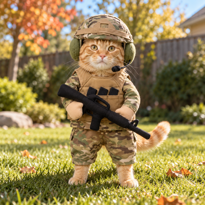 Cat Soldier Outfit – Tactical Military Costume for Cats