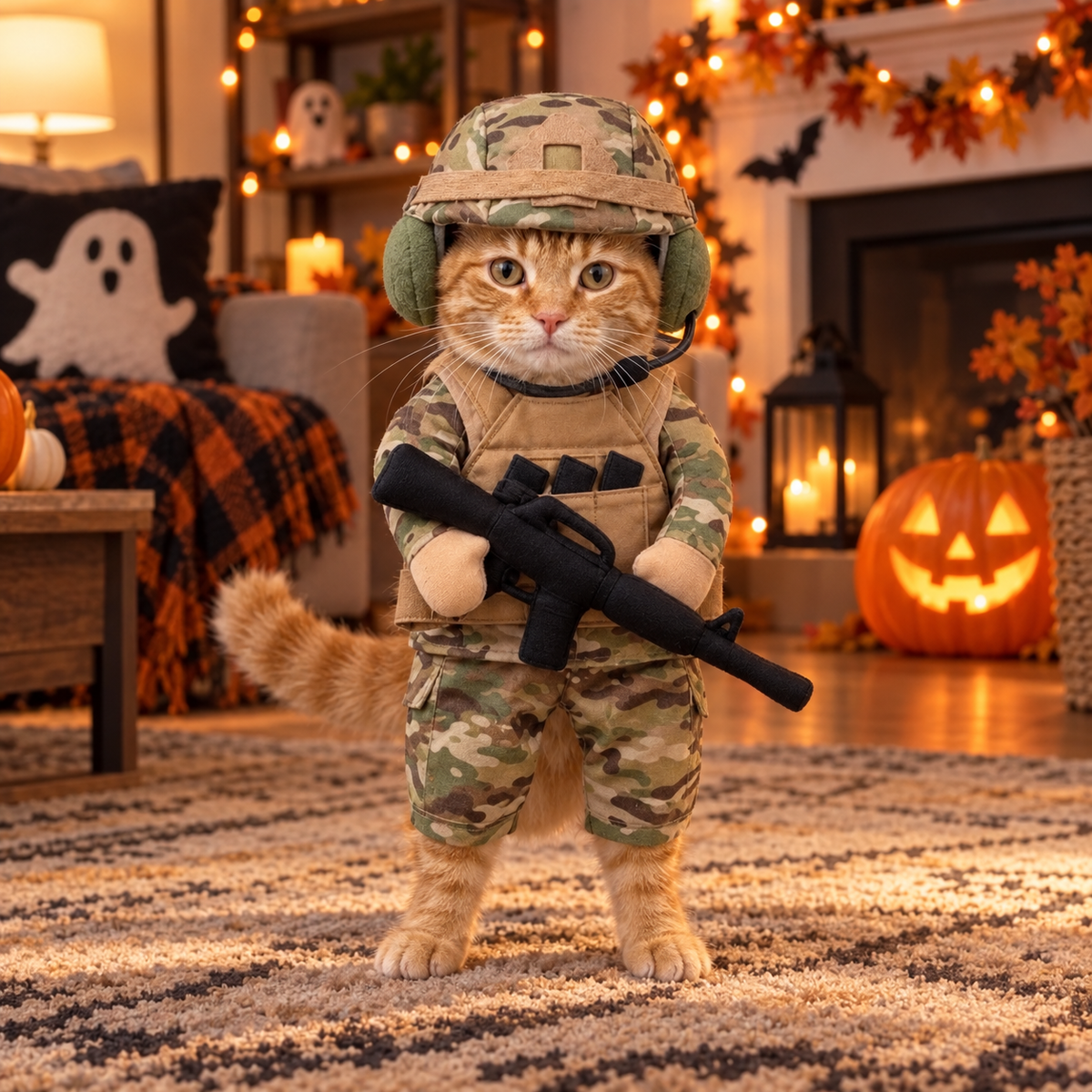 Cat Soldier Outfit – Tactical Military Costume for Cats