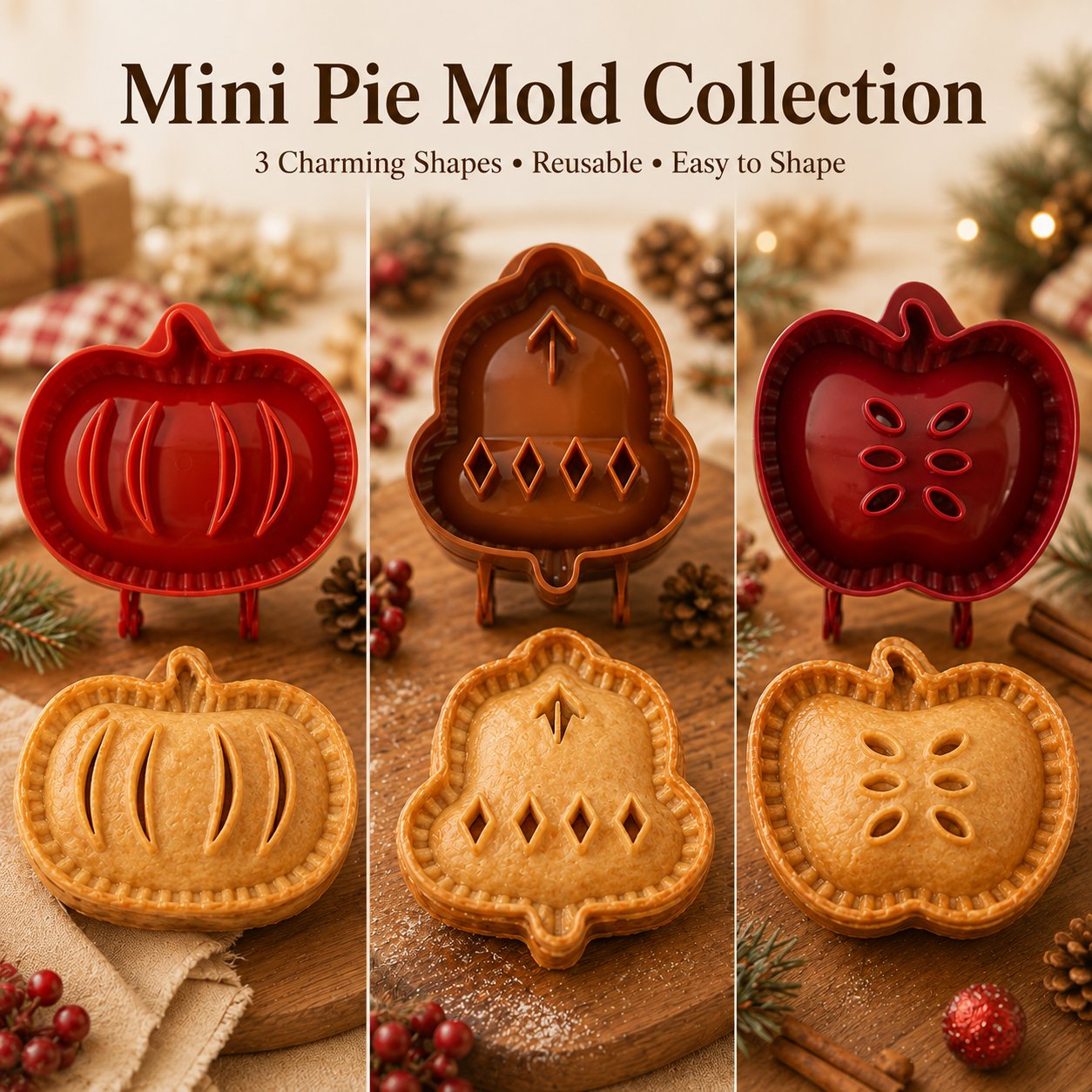 🥧 🍎 Beginner-Friendly Mini Hand Pie Press Mold – 6 Fun Shapes for Easy Homemade Pastries