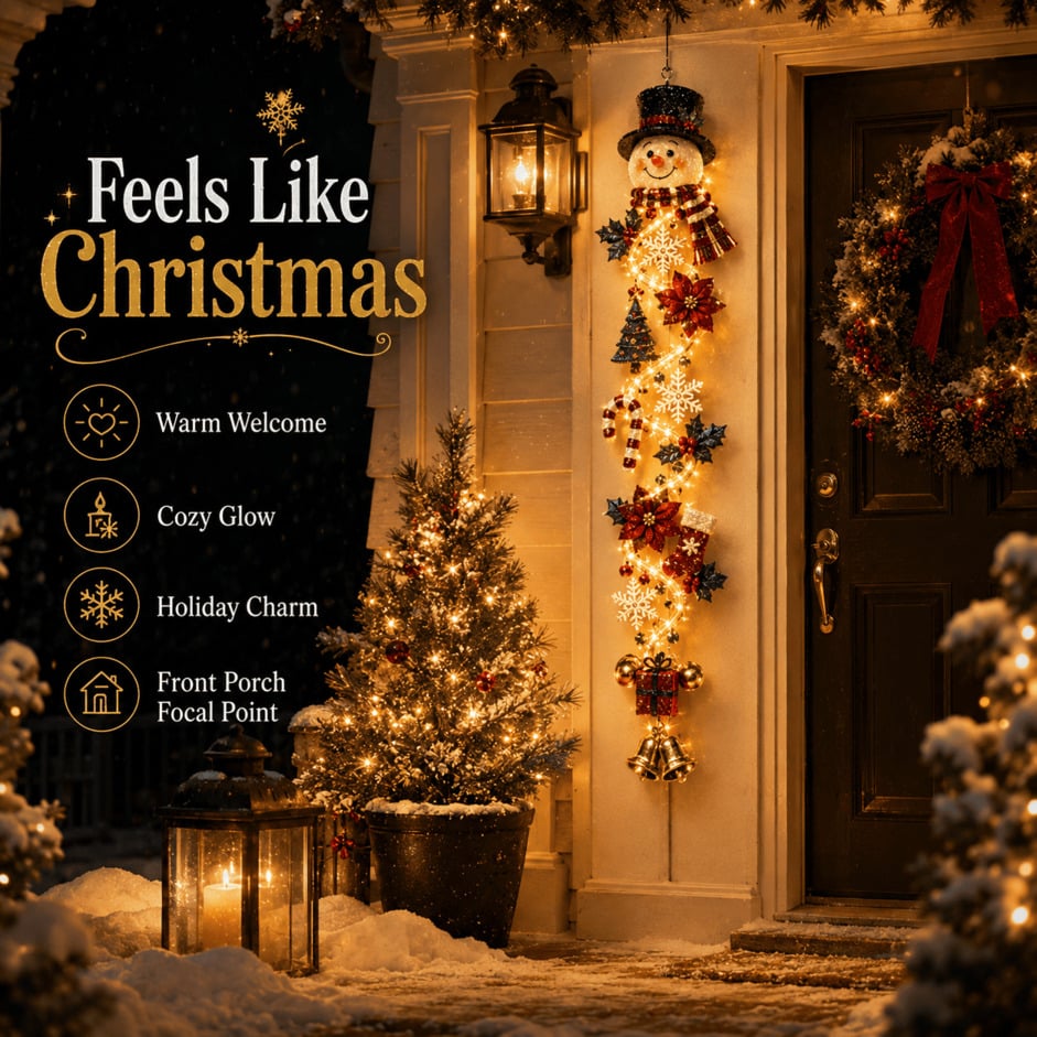 ⏳ Ultimo giorno: 49% DI SCONTO – 🎄 Decorazione natalizia luminosa da porta MerryCascade | 6 design festivi, luce calda, dettagli 3D & decorazione verticale salvaspazio ✨