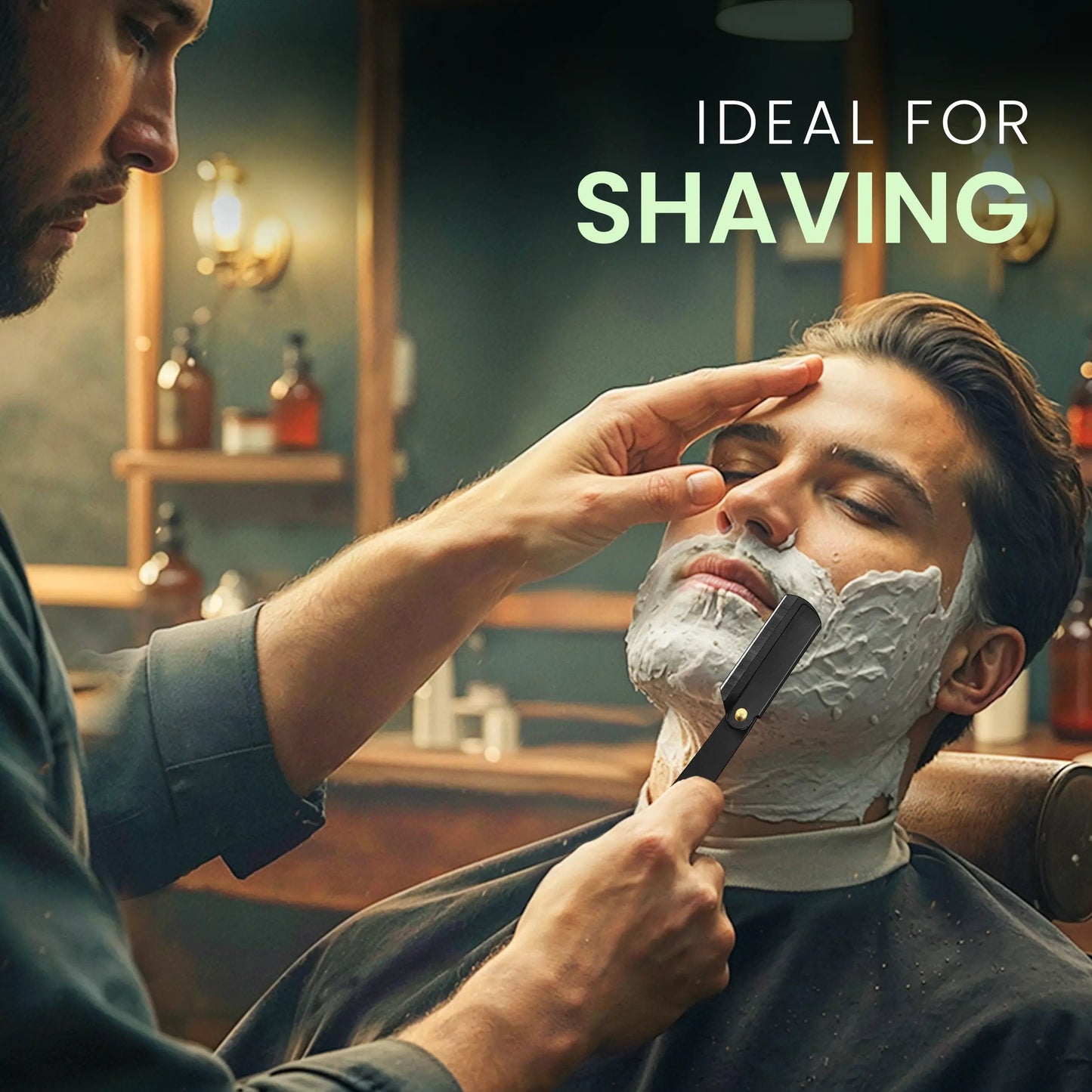 Professional Straight Razor for Men | Barber Straight Edge + 10 Blades Included