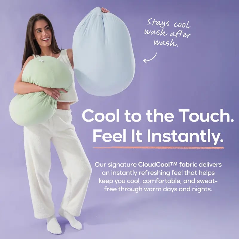 Mellow CloudCool & Lush Pebble Pillow | Washable Removable Cover Cushion