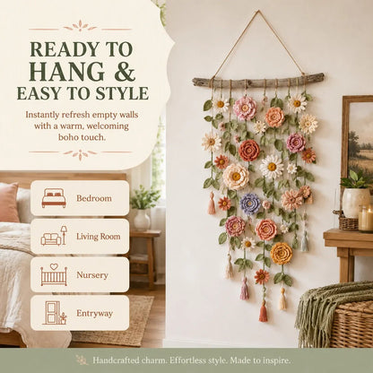 🌸Boho Crochet Flower Wall Hanging Decor