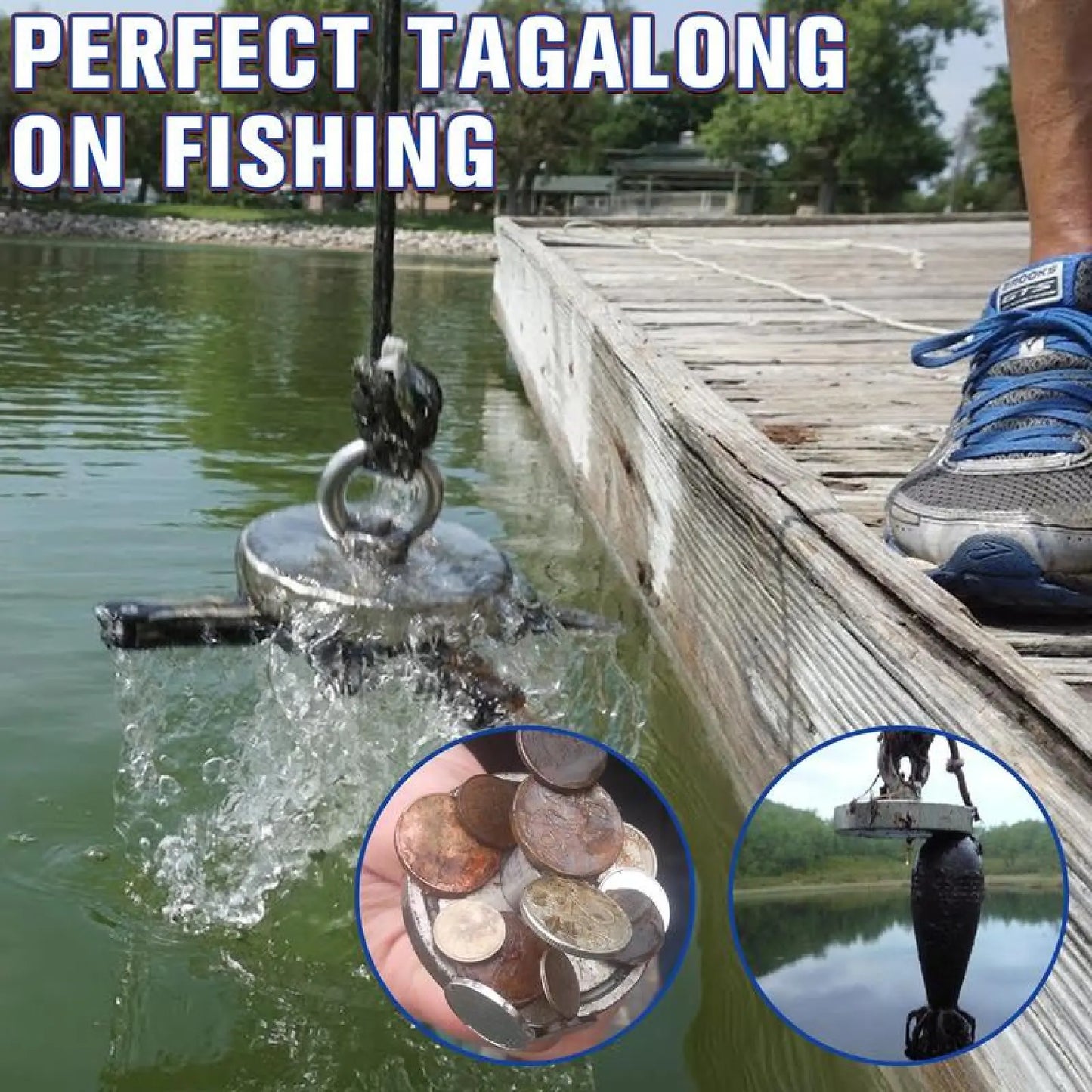 350 LBS Heavy Duty Fishing Magnet, Magnet with Countersunk Eyebolt🧲