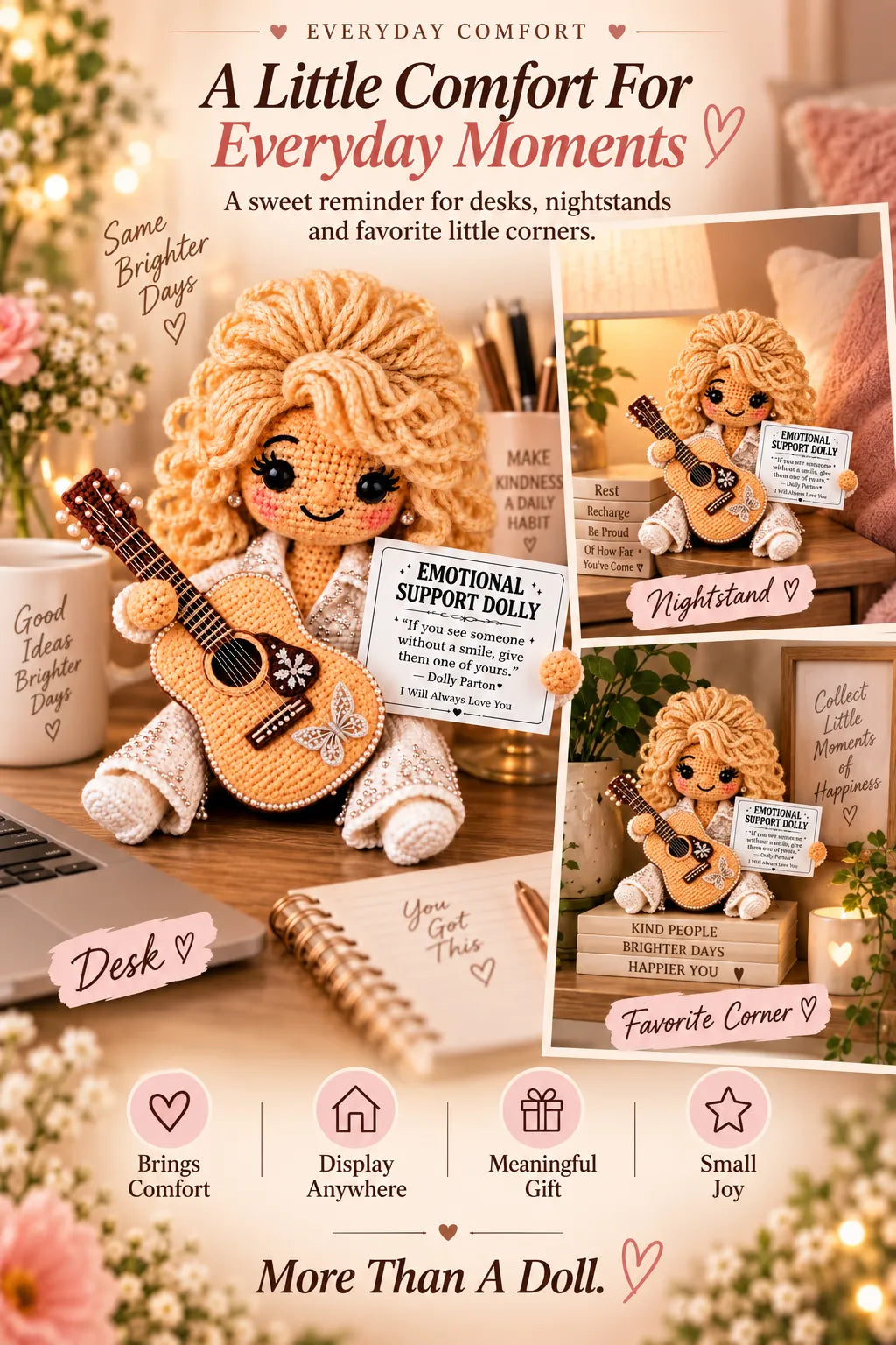 ⏳ Last Day 49% OFF – ❤️ Handmade Emotional Support Crochet Doll | Soft Keepsake with Heartfelt Message for Family, Friends & Meaningful Gifts 🎁