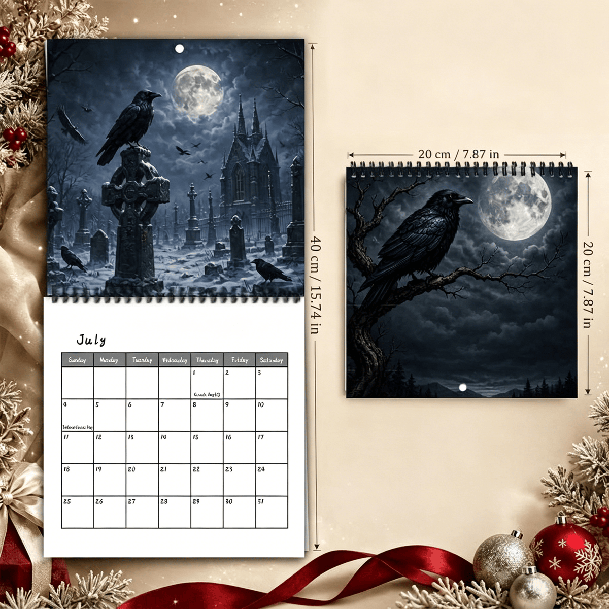 🐦‍⬛Raven & Crow 2027 Wall Calendar — 12 Months of Moonlit Gothic Art🖤