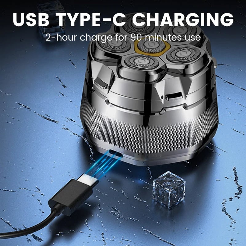 🎁2026 Mega Hot Sale 56%OFF!!!⚡6D Waterproof Head Shaver Kit for Bald Men，Magnetic Cleaning, IPX6 Full Washable【 90 Mins Runtime. Zero Pain! ]✨🚿🔒