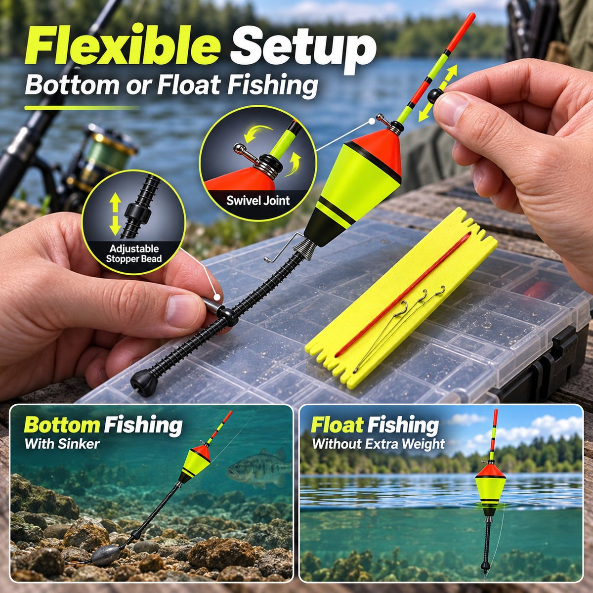 Auto Hookset Trigger Bite-Activated Automatic Fishing Float for Freshwater Angling, Beginner Fishing & Outdoor Bank Fishing