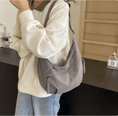 Women's Fashion Plain Color Nylon Crossbody Hobo Bag