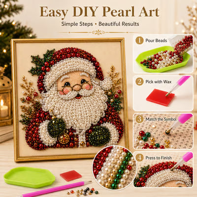 🎨Relaxing & Beginner-Friendly-💎DIY Christmas Pearl Diamond Painting Art Kit With Frame