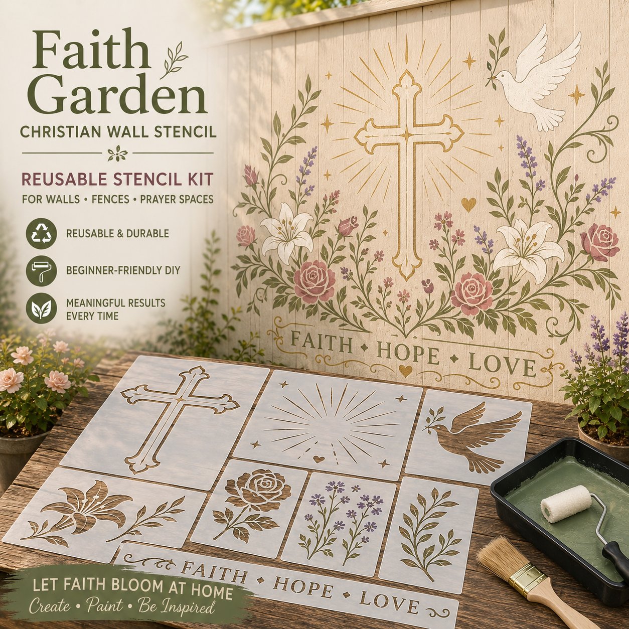 🔥Last Day 49% OFF 🌿Garden Bloom Wall Stencil Kit✨