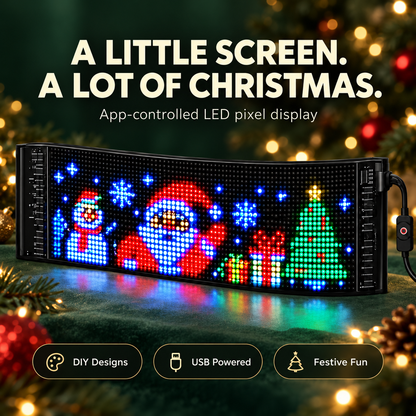 DIY Christmas LED pixel display with festive Santa and tree design