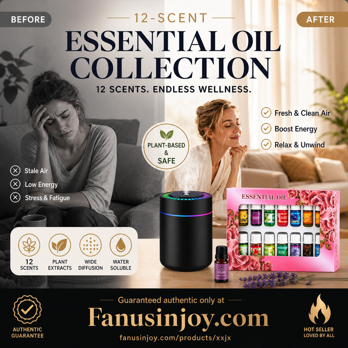 🔥50% Off！🎁🌺The fresh scent lifts your mood！🌷12-Pack Water Soluble Essential Oils Set