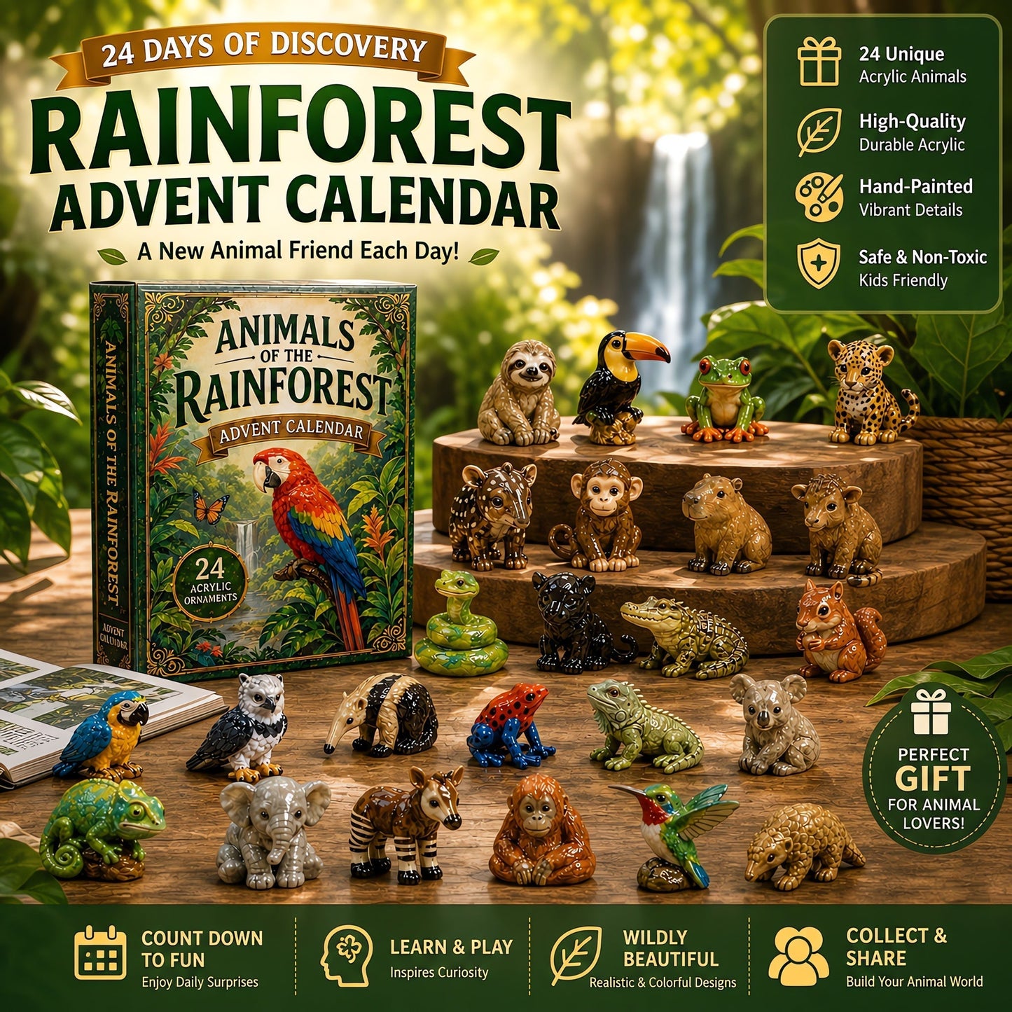 🦜Rainforest Animals Life Advent Calendar 2026 - 24-Day Festive Countdown