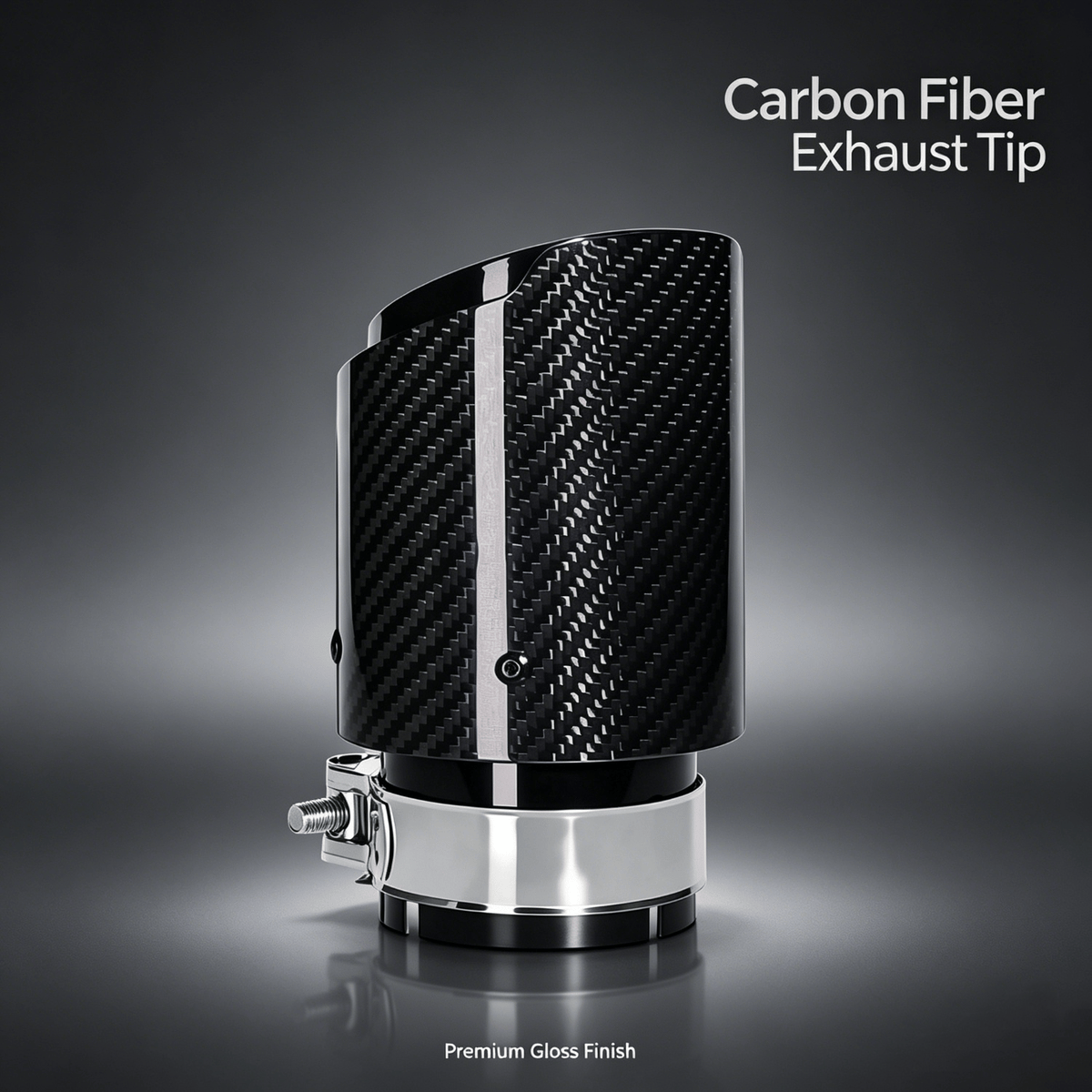 Carbon Fiber Car Exhaust Tip, Gloss Finish Slant Cut Muffler Tip