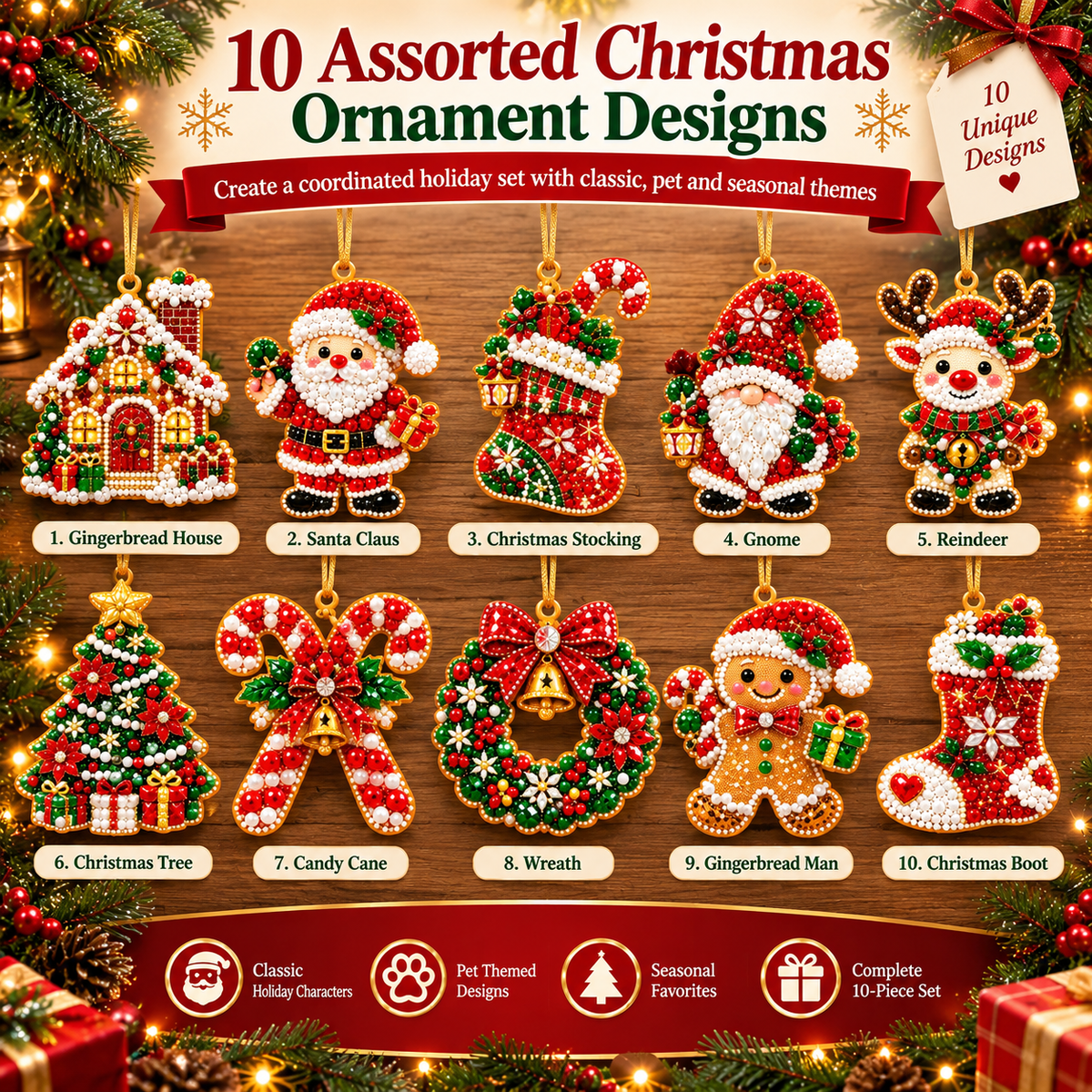 ✨ 10 Festive Christmas Ornament DIY Kit – Create Your Own Holiday Magic